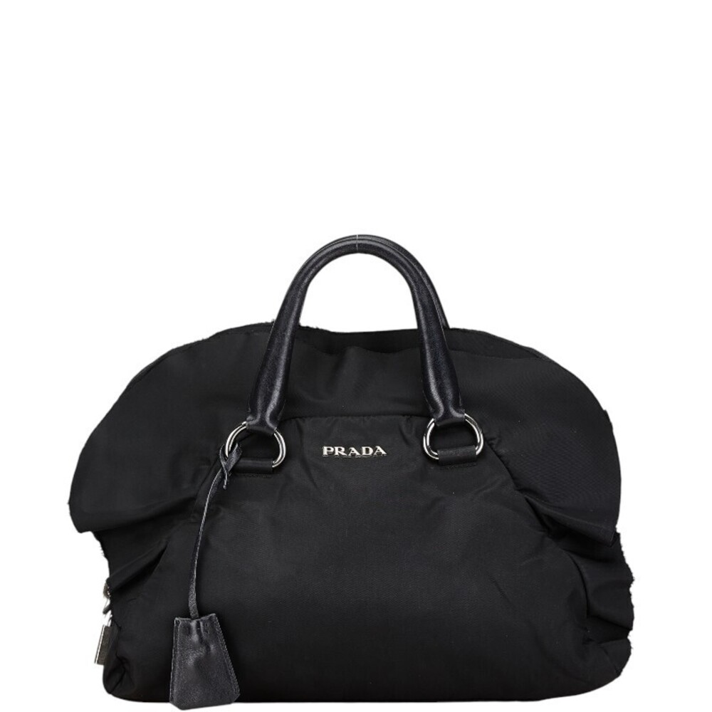 Prada bag ruffle nylon handles Bauletto black Tessuto leather - Picture 2 of 9